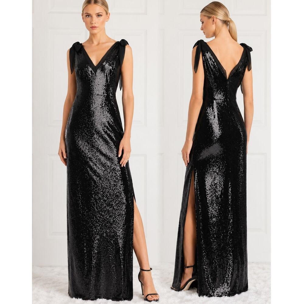 NWT Aidan Mattox Sequin Black Evening Gown